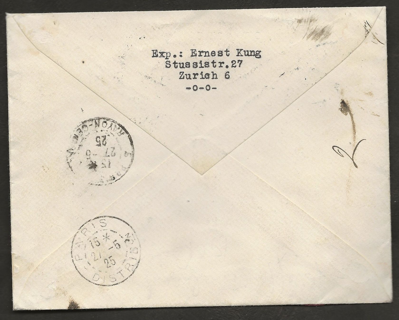 Alle Briefmarken: Flugpost Schweiz 1925 Zürich Paris Luftpost – Gebraucht aus Au ZH von xelagreb01 1