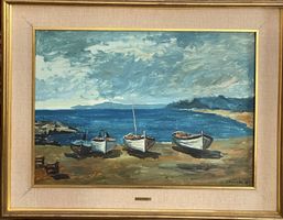Dipinto olio su tela, Marina, G. Brambilla, XX secolo