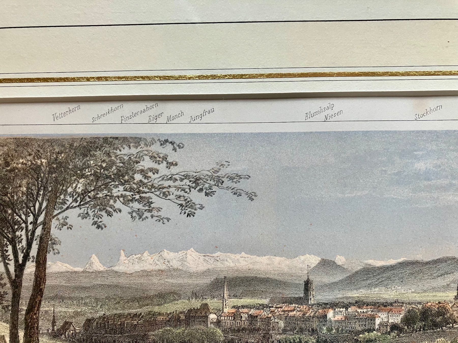 Grafica & Litografie: Farblithographie BERN 1860, Rahmen über Eck vergoldet – Usato da Bern venduto da Kiakiaora 3