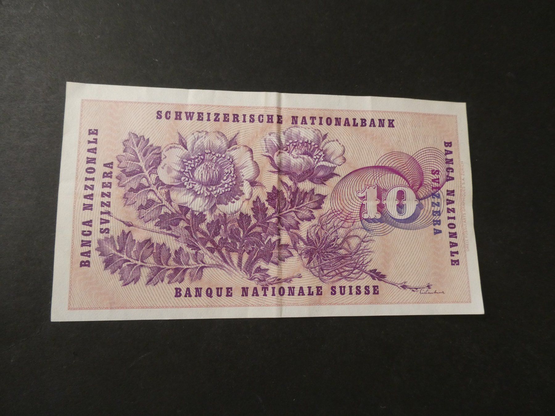 Banknoten: Schweiz 1977, 10 Franken – Gebraucht aus Hinterforst von Rohusri 1