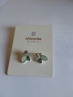 Chicorée Boucles d'oreilles fantaisie vert et doré, neuf!