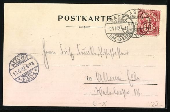Cartoline postali: Litho Basel, Biergarten von Franz Bühle – Usato da Berlin venduto da bartko-reher 1