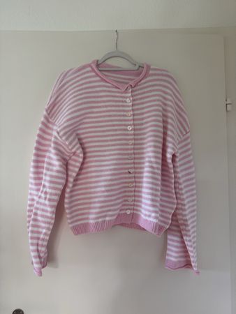 Strickjacke gestreift rosa weiss guter Zustand Grösse M