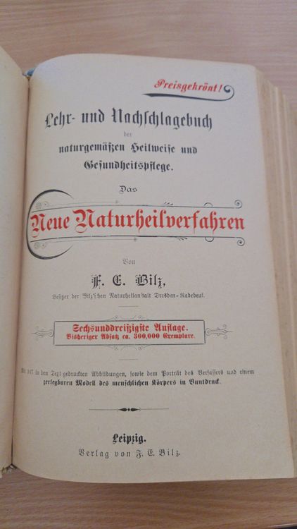 Libri: Antikes Gesundheits-Buch "Bilz, Naturheilverfahren" Top! – Usato da Hinwil venduto da Finini 1