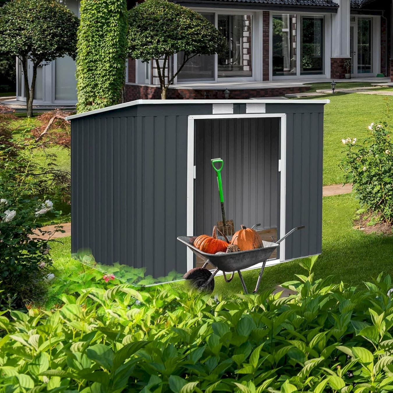 Gartenhäuser & Gewächshäuser: HATTORO P100 Metall Gerätehaus Anthrazit – Neu und originalverpackt aus Bottighofen von zaap 5