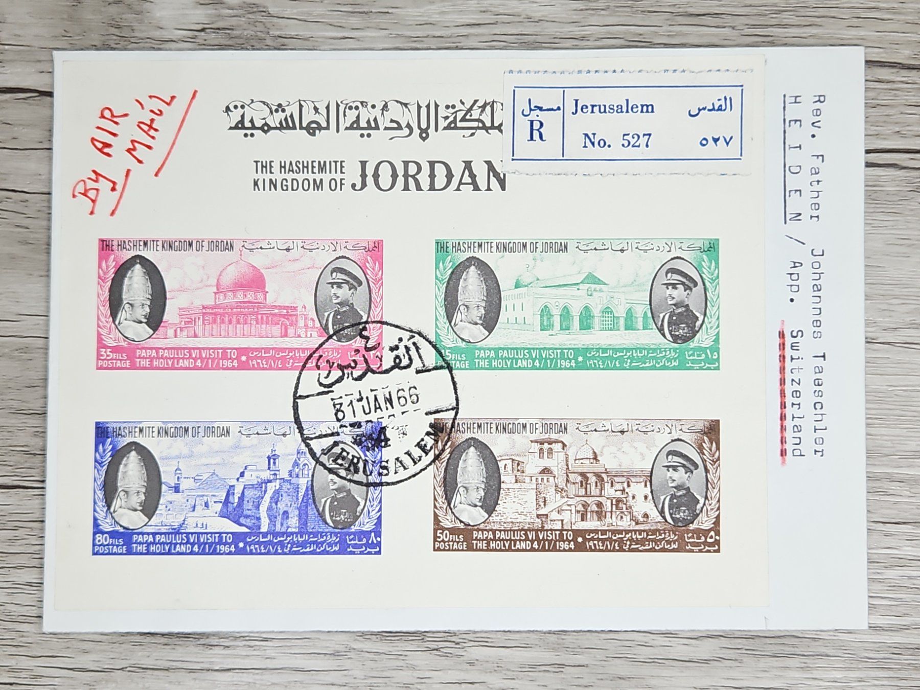 Alle Briefmarken: CL06 Enveloppe + Timbre Jordan 1966 – Gebraucht aus Cousset von Patrick_Collections