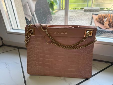 Valentino Handtasche rosa Kroko-Optik mit Kette neu