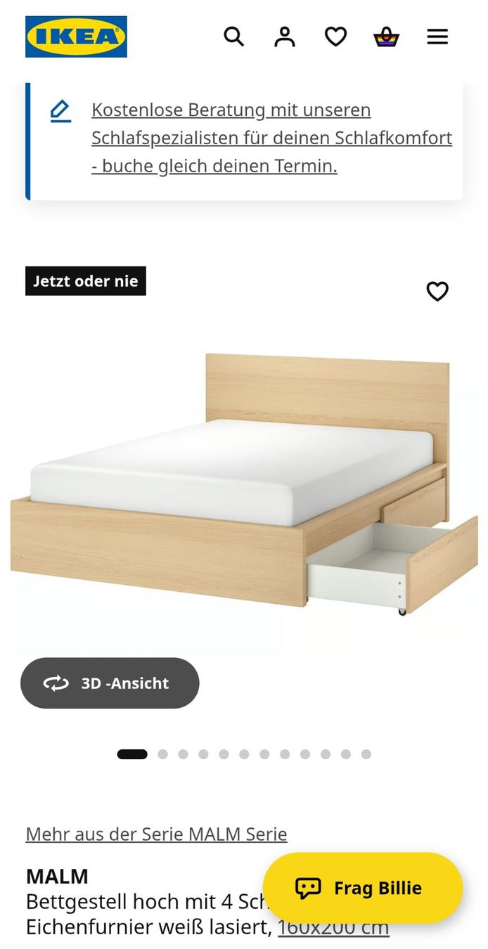 Ikea Letti: MALM Bettgestell hoch mit 4 Schubladen mit 2 Lattenroste – Usato da Zürich venduto da efs_vck6 2