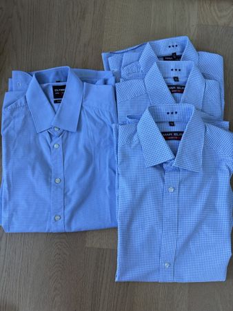 Herren Hemden Set M/L MARVELIS OLYMP Body Fit kariert blau