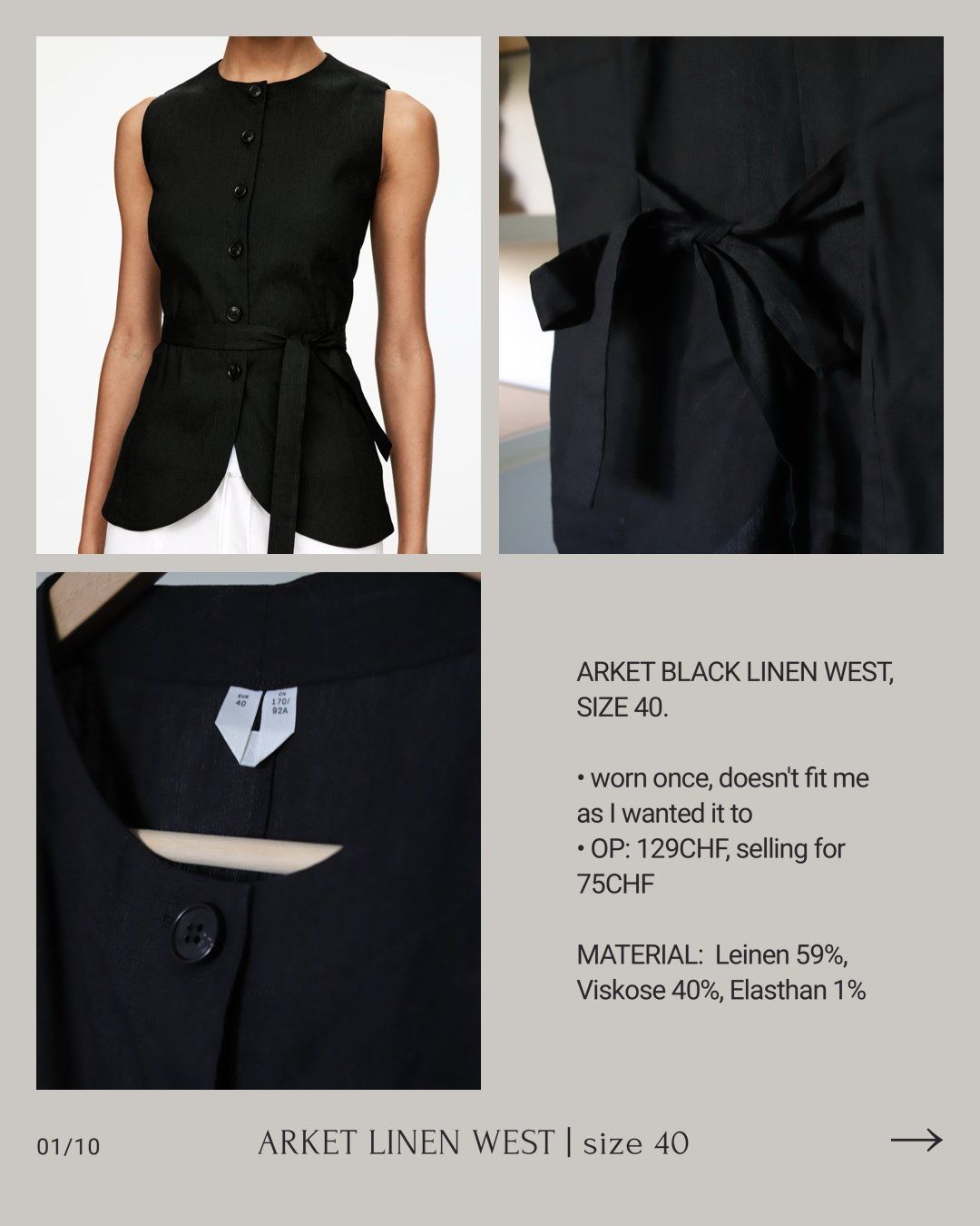 Arket Gilet & Giacche senza maniche: ARKET LINEN-MIX WEST – Usato da Zollikerberg venduto da lunavis