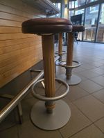 Barhocker Leder Holzsäule Metallfuss 10Stk.