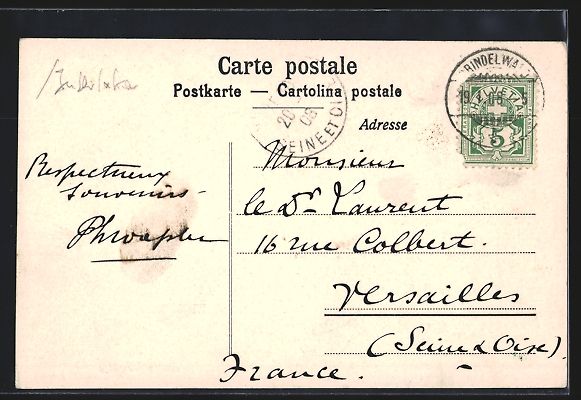 Cartoline postali: Grindelwald, Ortspartie mit Kirche im Wi – Usato da Berlin venduto da bartko-reher 1