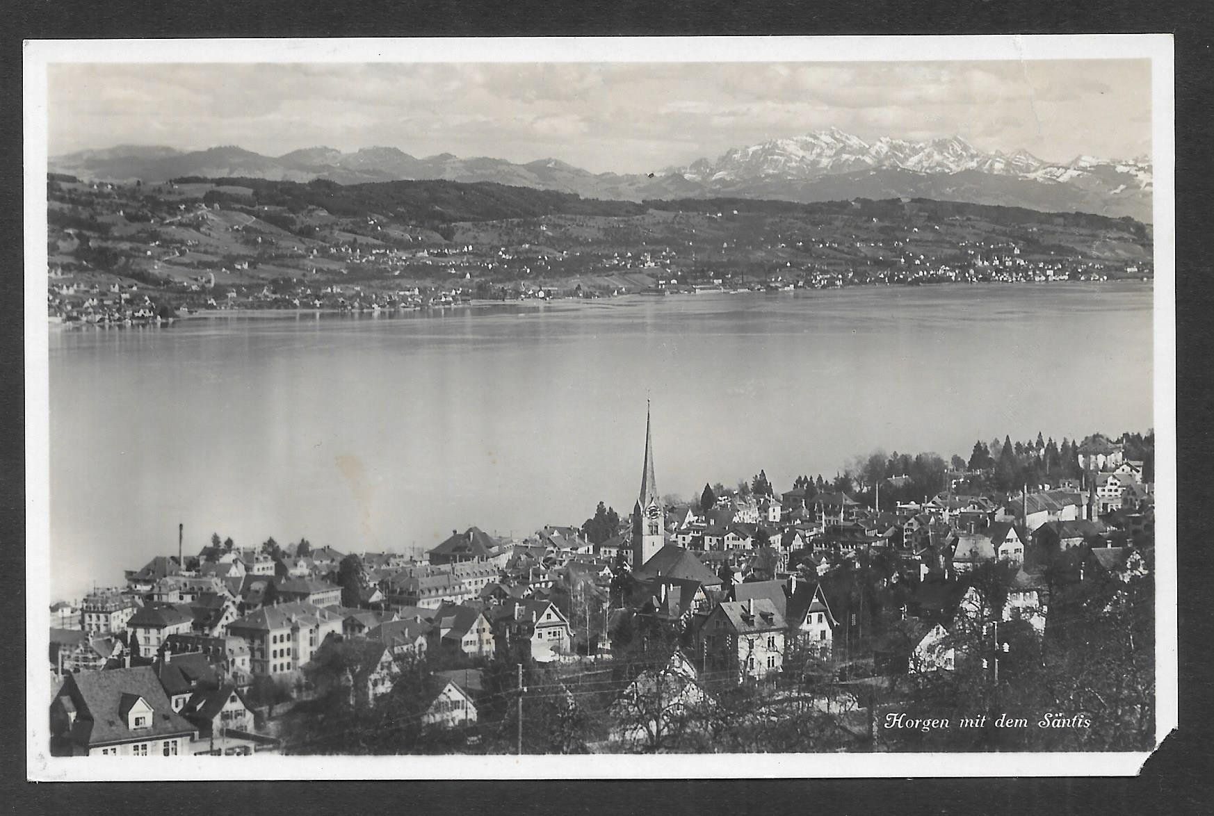 Ansichtskarten: Horgen Gesamtansicht mit dem Säntis – Gebraucht aus Olten von clotaldi