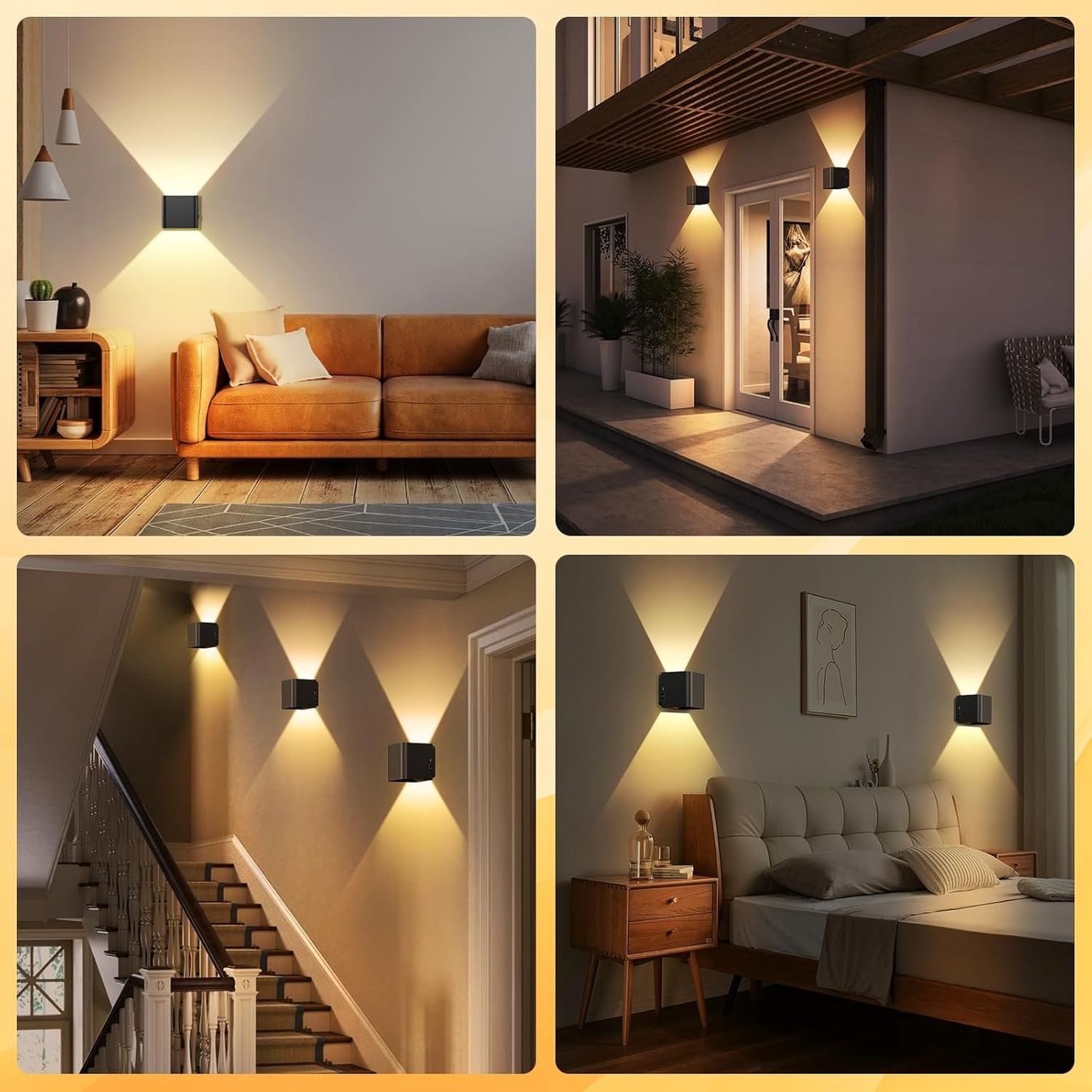 Lampade: LED Wandleuchte 4er Set mit Sensor, Aufladbar, Schwarz – Nuovo e nell'imballaggio originale da Wittenbach venduto da VELARO 1