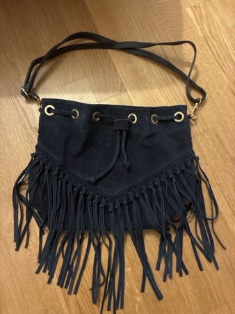 Leather Fringe Bag · Borsa · Ledertasche · Sac · Navy