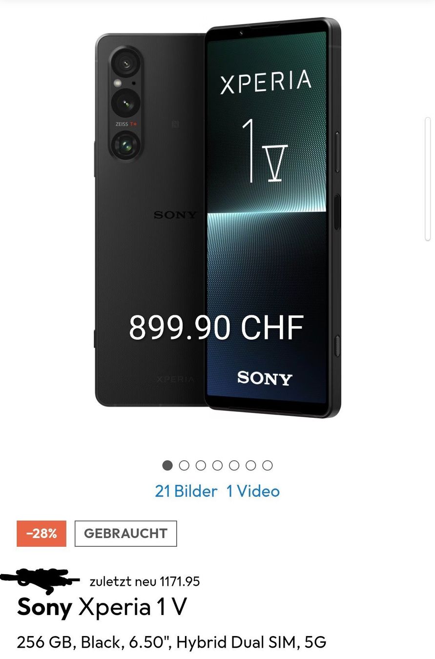 Sony Telefoni cellulari / Smartphones: Sony Xperia 1 V – Usato da madiswil venduto da gizmo87