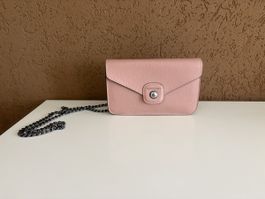 Sac portefeuilleLongchamp cuir rose bandoulière
