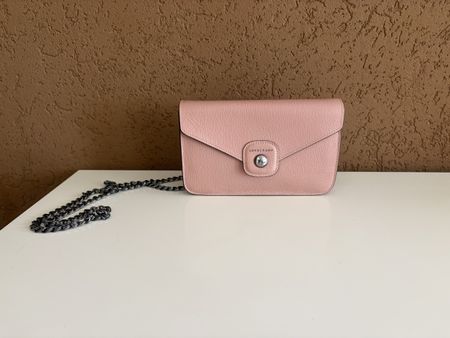 Sac portefeuilleLongchamp cuir rose bandoulière