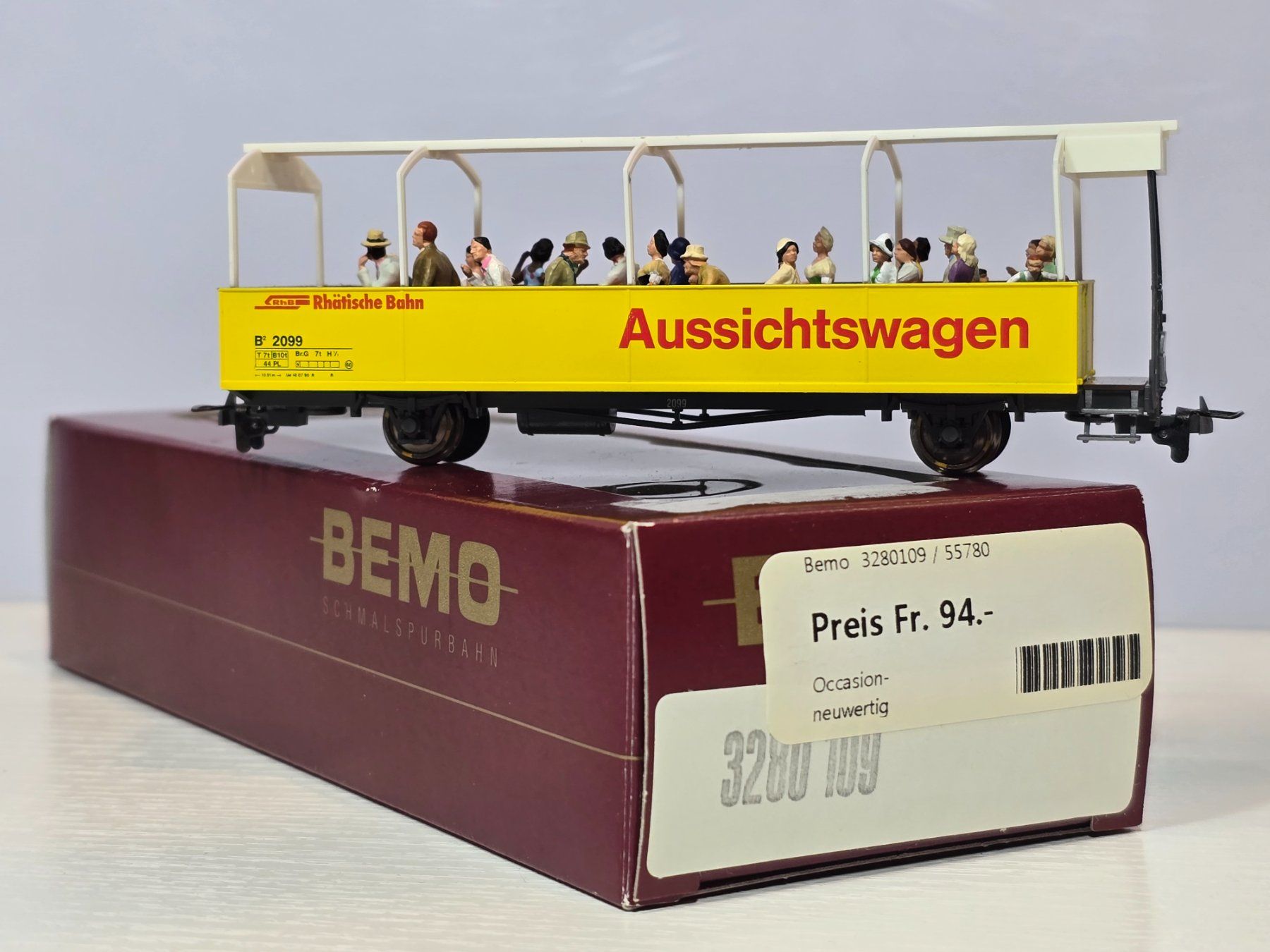 Bemo Modellini di ferrovie: Bemo, 3280109, RhB, Aussichtswagen, gelb, Vitrine – Nuovo (secondo la descrizione) da Kloten venduto da Nicola2