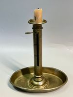 Biedermeier Kerzenleuchter verstellbar m Tropfschale Messing