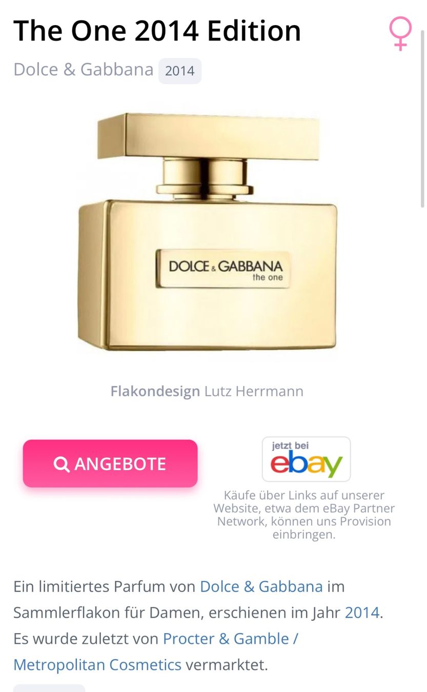 Dolce & Gabbana Profumi & Eau de Toilette: The One 2014 Edition Dolce & Gabbana EDP Duftprobe 2 ml. – Usato da Zürich venduto da deruja 2