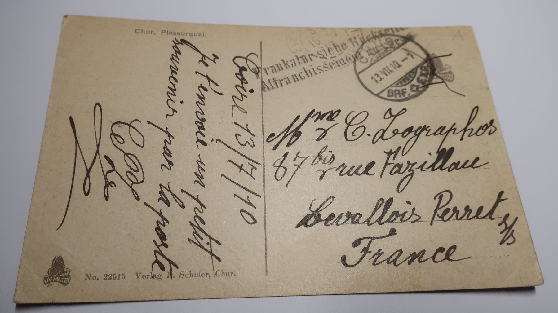Ansichtskarten: Chur Plessurquai  1910 – Defekt aus Cormoret von Pascalll2001 6