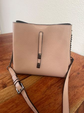 Ledertasche mit Kette, beige, neuwertig