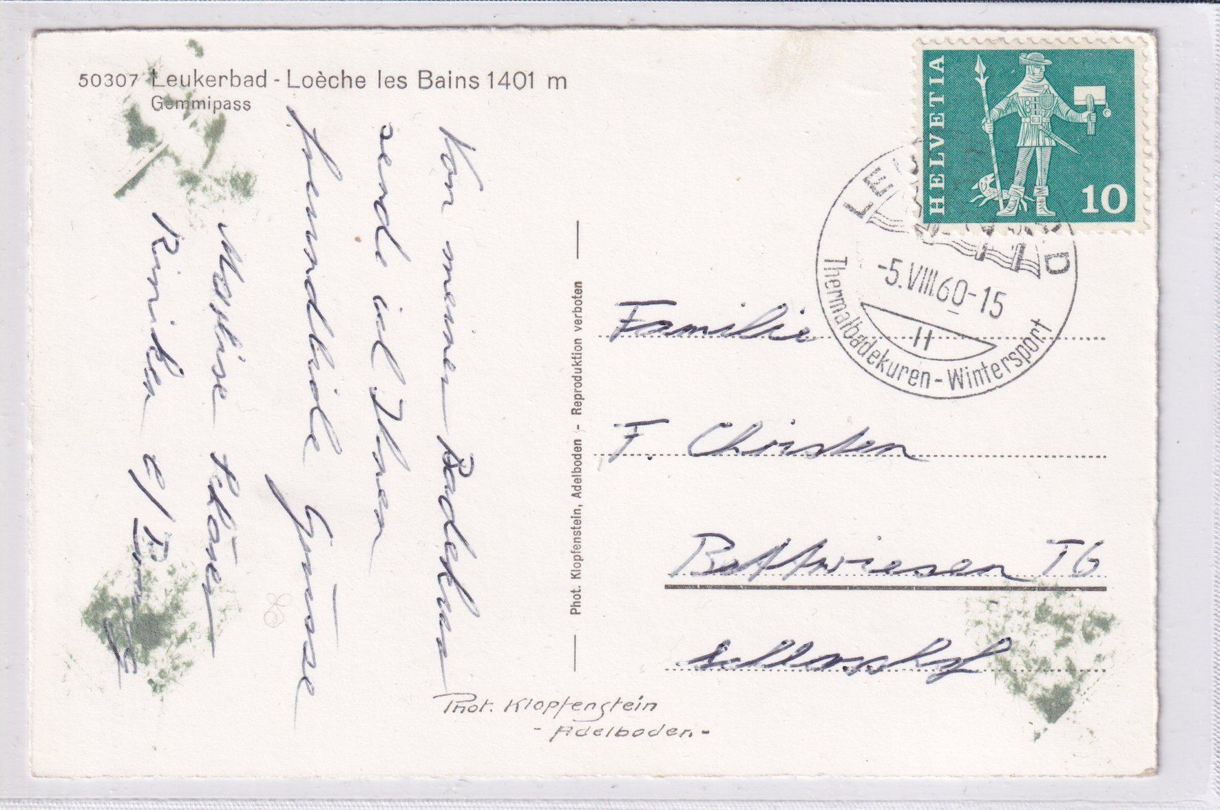 Cartoline postali: Leukerbad  /bq – Usato da Hombrechtikon venduto da Rudolf07 1