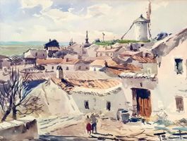 Paysage en Espagne - aquarelle signée