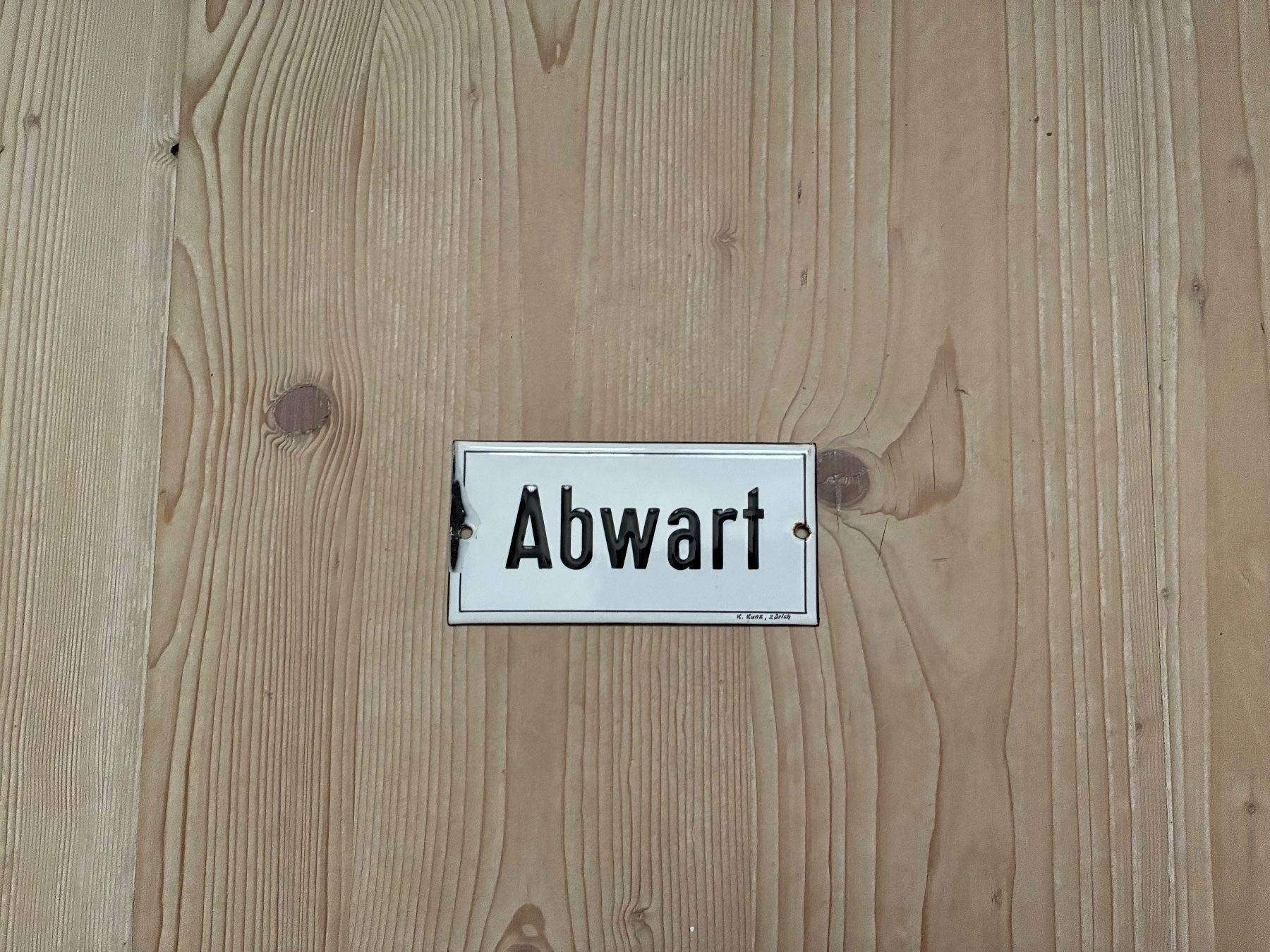 Schilder: Altes Emailschild Abwart – Gebraucht aus Steffisburg von Reitschel5 5