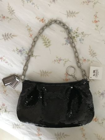 Rare Tasche - Coach Pailletten Handtasche schwarz-silber