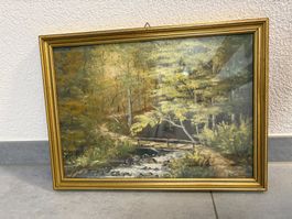 42 cm breitx31 cm hoch Öl Gemälde Waldzauber