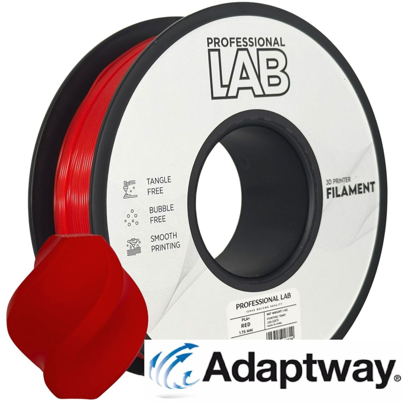 3D Drucker: PLA+ 1.75 mm, 1 kg, rot – Neu und originalverpackt aus Anglikon von Adaptway