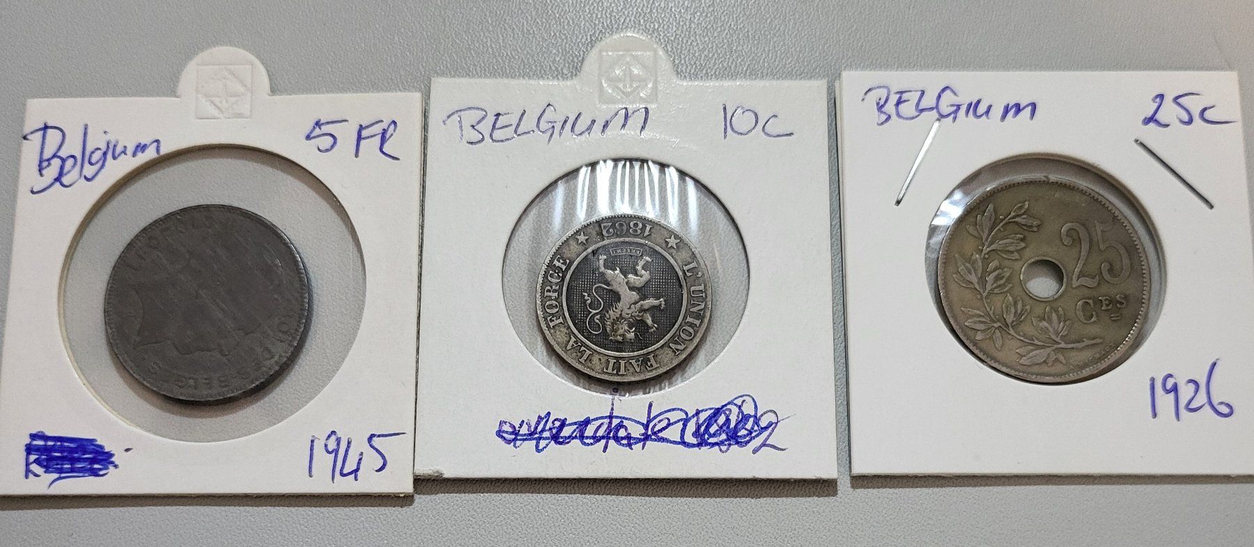 Tutti le monete: Belgium coins 1862/1926/1945 – Usato da Zürich venduto da mauritsve