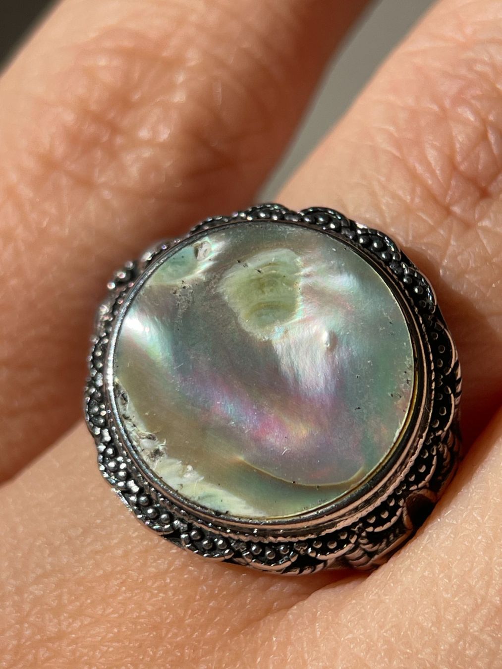 Anelli: Vintage-Ring mit Perlmutt Verstellbar – Nuovo e nell'imballaggio originale da Schiers venduto da sisikristall