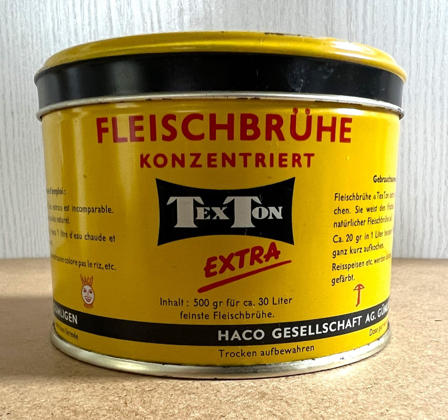 Barattoli: Blechdose TEXTON EXTRA FLEISCHBRÜHE KONZENTRIERT HACO AG – Usato da Rothrist venduto da Brandystar 1
