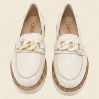 Gabor Plateau-Loafer Gr. 36 – Offwhite Leder mit Kettendetai