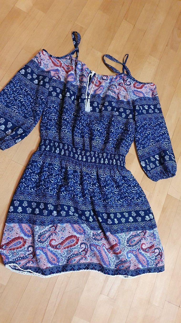 Vestiti: Sommerkleid Off Shoulder Boho Gr. L 40 Blau – Usato da Wald ZH venduto da CapLux 4