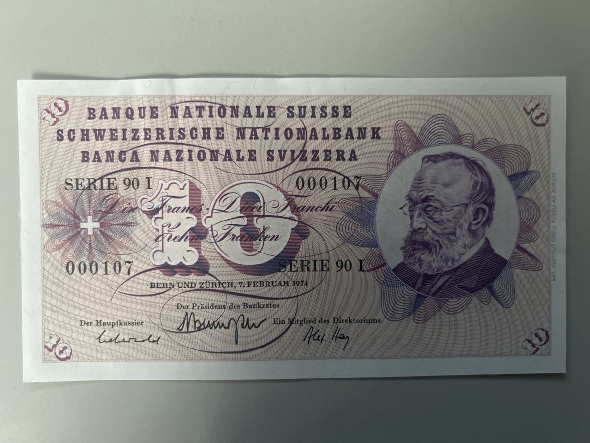 Banconote: 10 Franken 1974 Schweizer Notenbank – Usato da Sattel venduto da usch6417