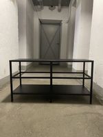 Commode tv en métal noir, trois niveaux
