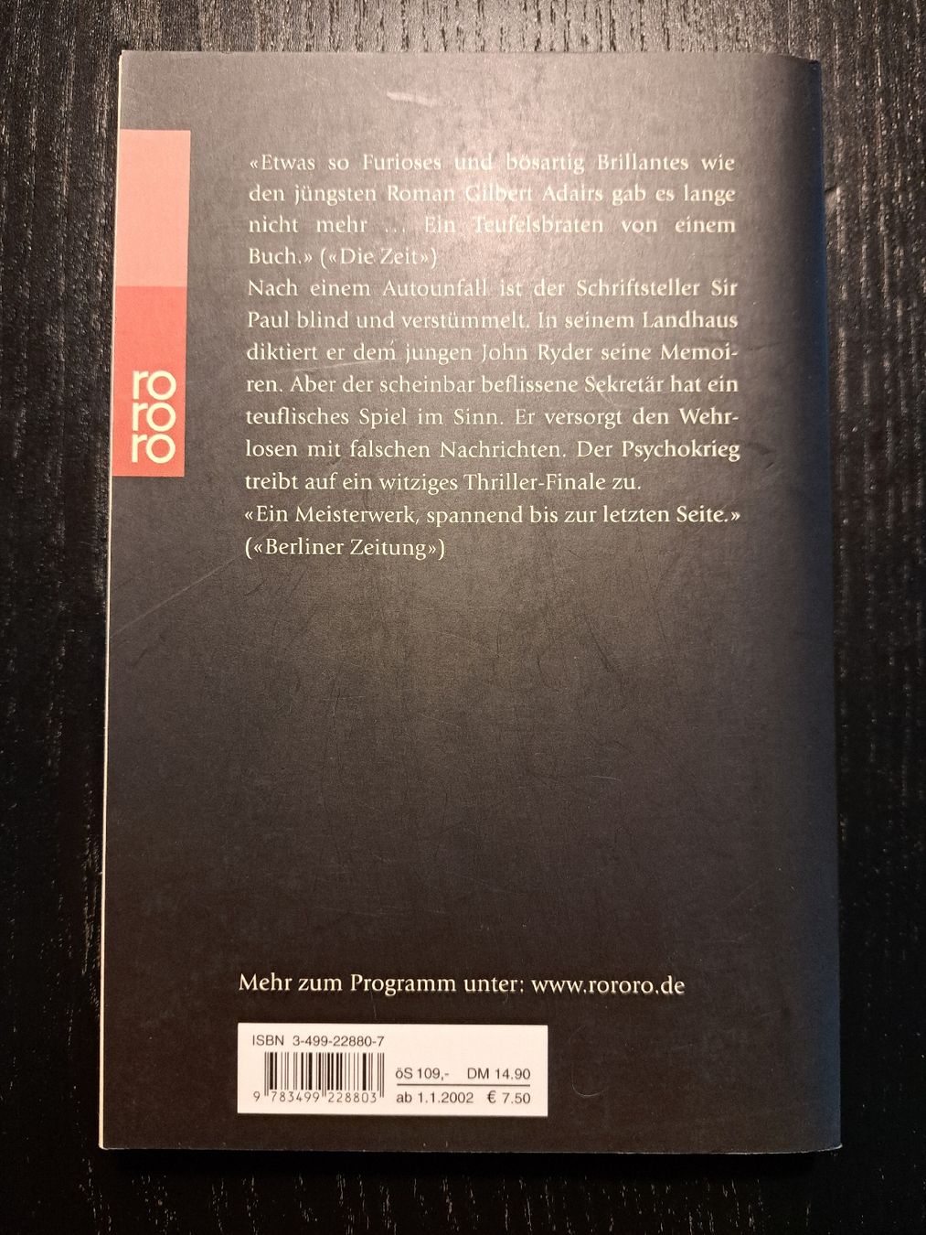 Libri: Blindband / Gilbert Adair / Roman – Usato da Ottenbach venduto da Rasenmaeeher 1