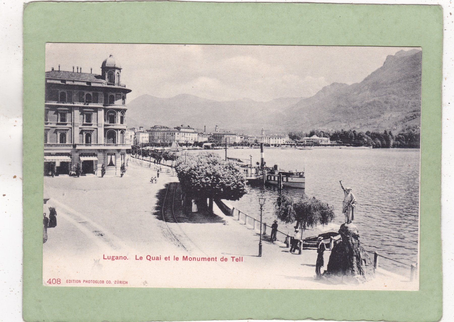 Ansichtskarten: Lugano Le Quai et le Monument de Tell – Gebraucht aus Herisau von Lisegrat2008