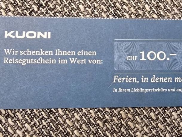 Gutscheine: CHF 100.- KUONI Online-Gutschein – Neu und originalverpackt aus Chur von smart.shopper