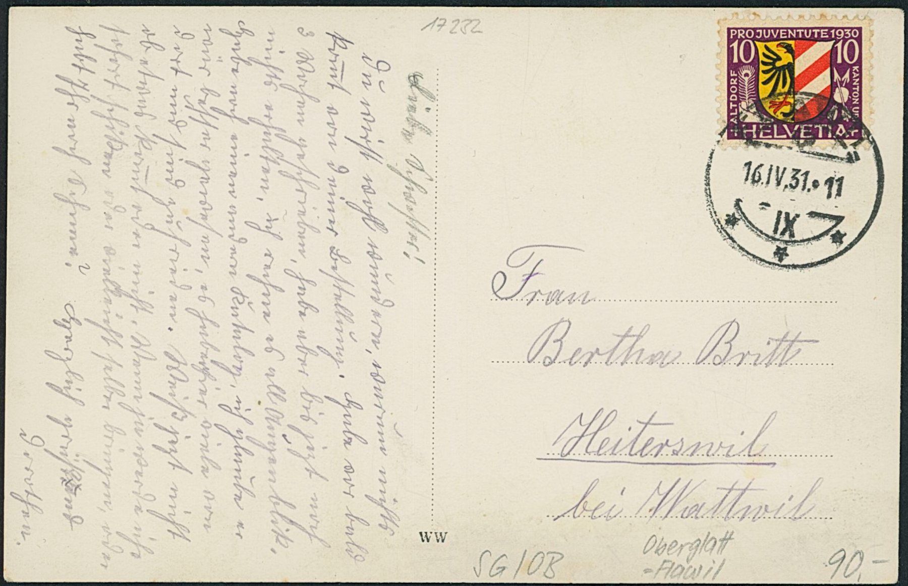 Cartes postales: SG Oberglatt - Flawil – D'occasion à Schindellegi par stationary 1