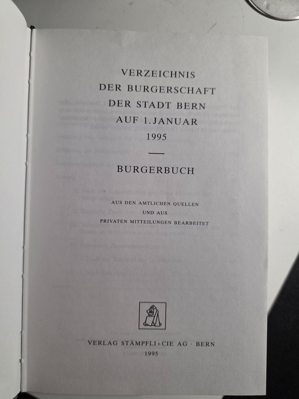 Libri: Stadt Bern BURGERBUCH 1995 - Burger Buch – Usato da Walterswil BE venduto da Lonitti 2