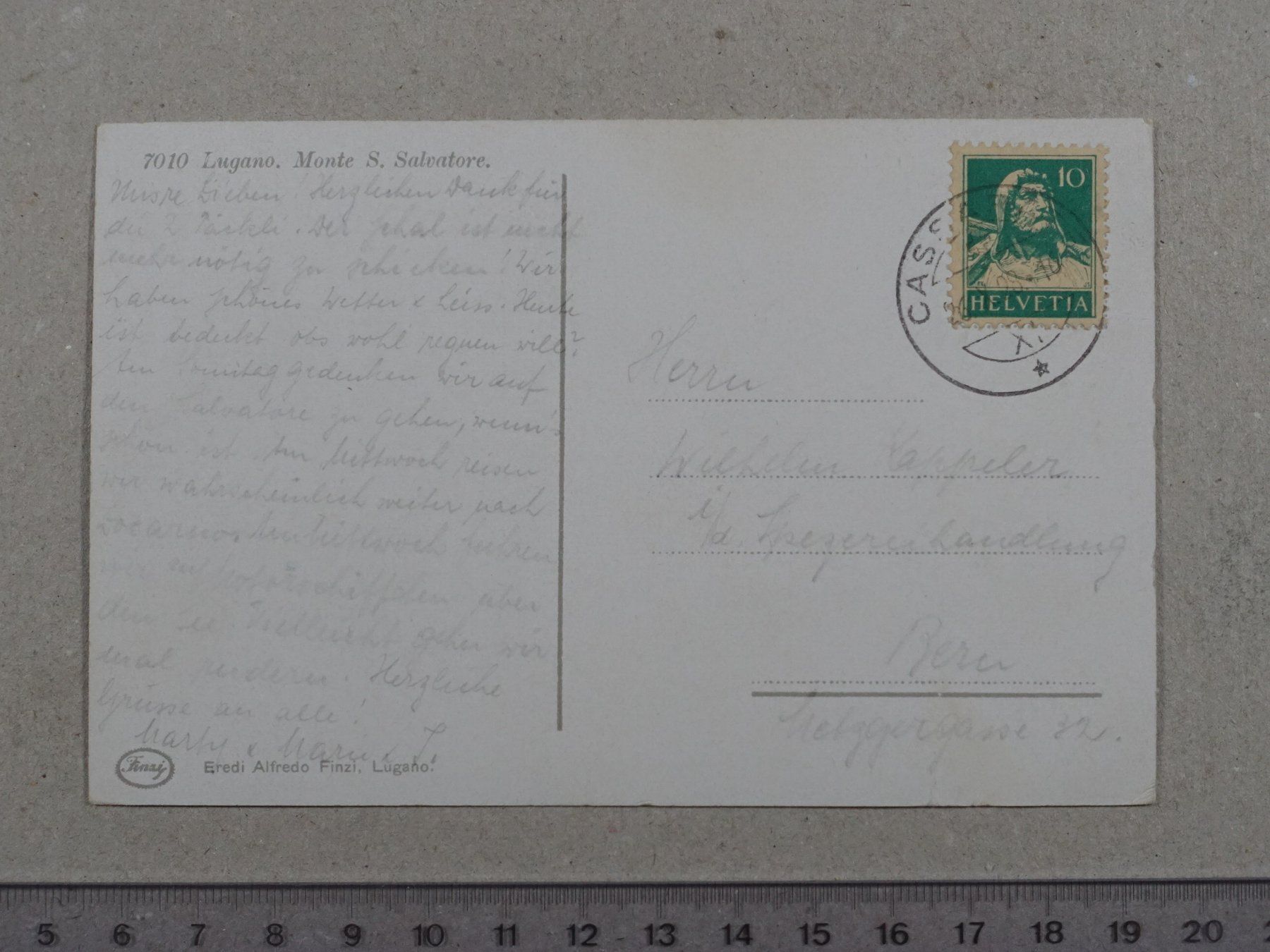 Cartoline postali: Lugano, 1928 – Usato da Lenzburg venduto da fh1 1