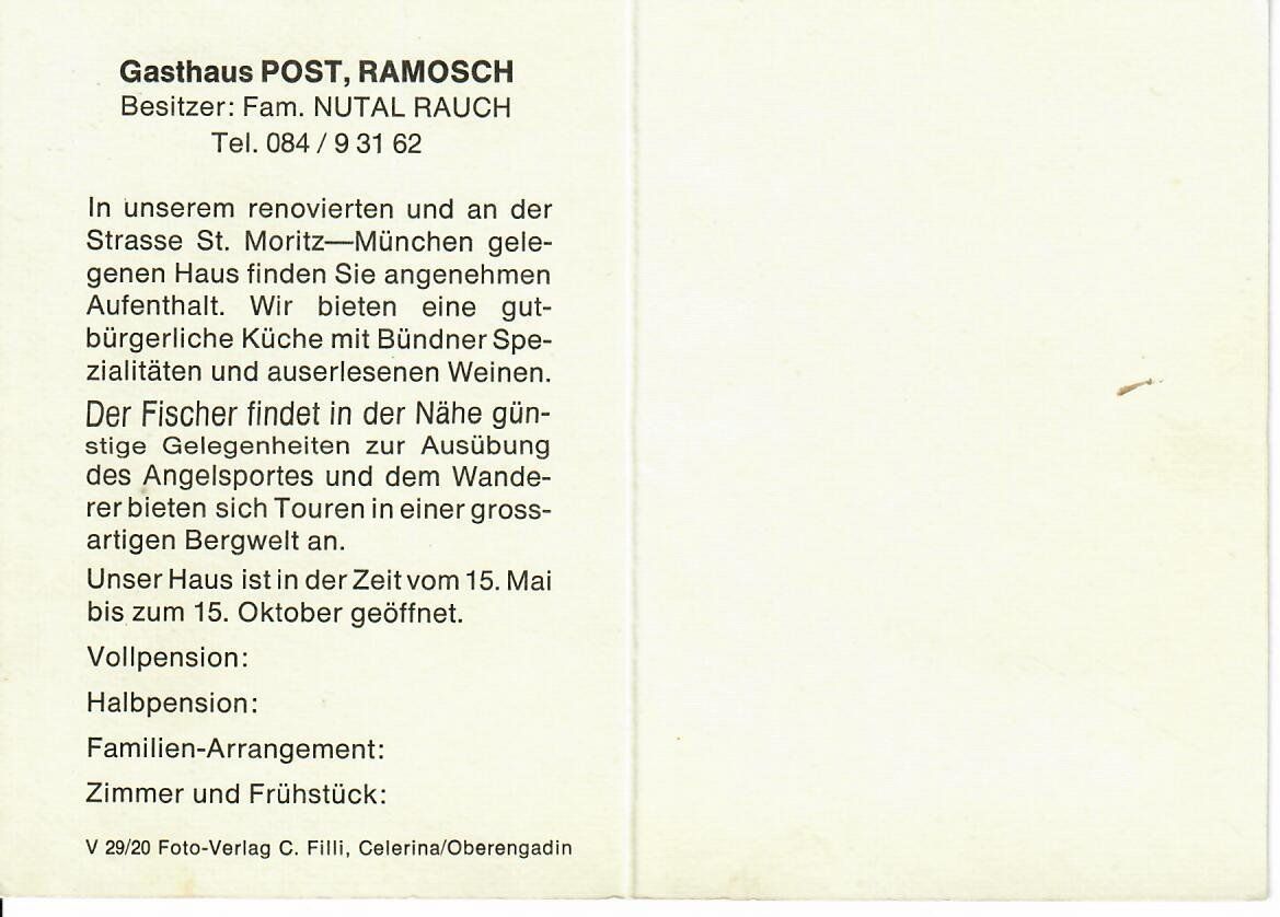 Cartoline postali: Gasthaus Post - Ramosch – Usato da Hochdorf venduto da Ziegel-16 1