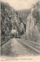 Moutier Schlucht (BE) Dampflok auf Linie Delsberg Biel Bahn