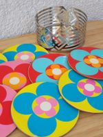 🩷🩵 8 Vintage Untersetzer Flower Power 70er Jahre