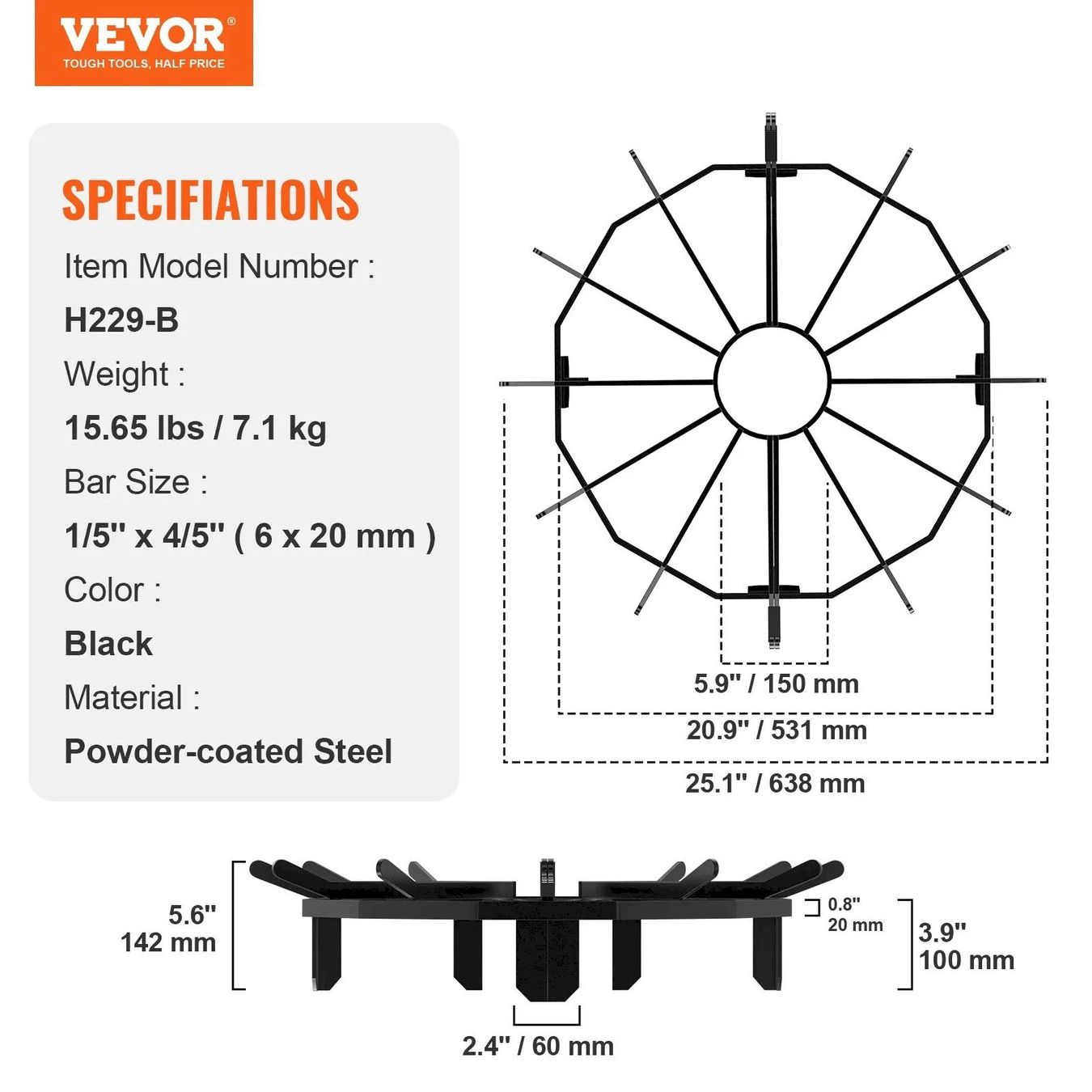 Camini: VEVOR Holzrost 68,6 cm – Nuovo e nell'imballaggio originale da Bottighofen venduto da zaap 4